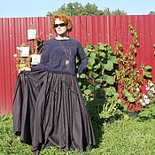 Одежда handmade. Livemaster - original item Graphite black boho style skirt. Linen cotton.. Handmade.
