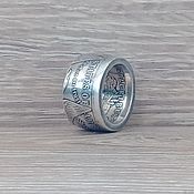 Кольцо из монеты США 25 центов 1909 года, серебро 900