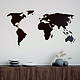 Деревянная карта мира на стену 120х60 см, венге, Карты мира, Москва,  Фото №1