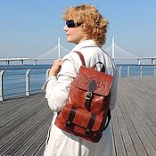 Сумки и аксессуары handmade. Livemaster - original item Backpacks: Women`s red leather backpack with a pattern of Antia Mod P11-602. Handmade.