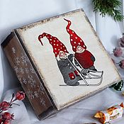 Сувениры и подарки handmade. Livemaster - original item Christmas box Scandinavian gnomes nisse. Handmade.