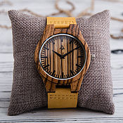 Деревянные наручные часы мужские с гравировкой 44 мм