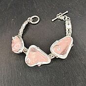 Украшения handmade. Livemaster - original item Pink Sky bracelet.Silver,rose quartz, topaz. Handmade.