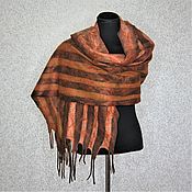 Аксессуары handmade. Livemaster - original item Felted Scarf Stole Unisex Women Men Brown Merino Wool. Handmade.