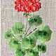 Order 'Red geranium', an embroidered smooth painting. Irina  Art embroidery. Livemaster. . Pictures Фото №3