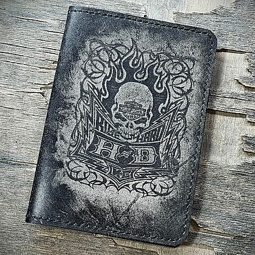 Сумки ручной работы. Ярмарка Мастеров - ручная работа Обложка для паспорта Harley Davidson кожаная ручная работа. Handmade.