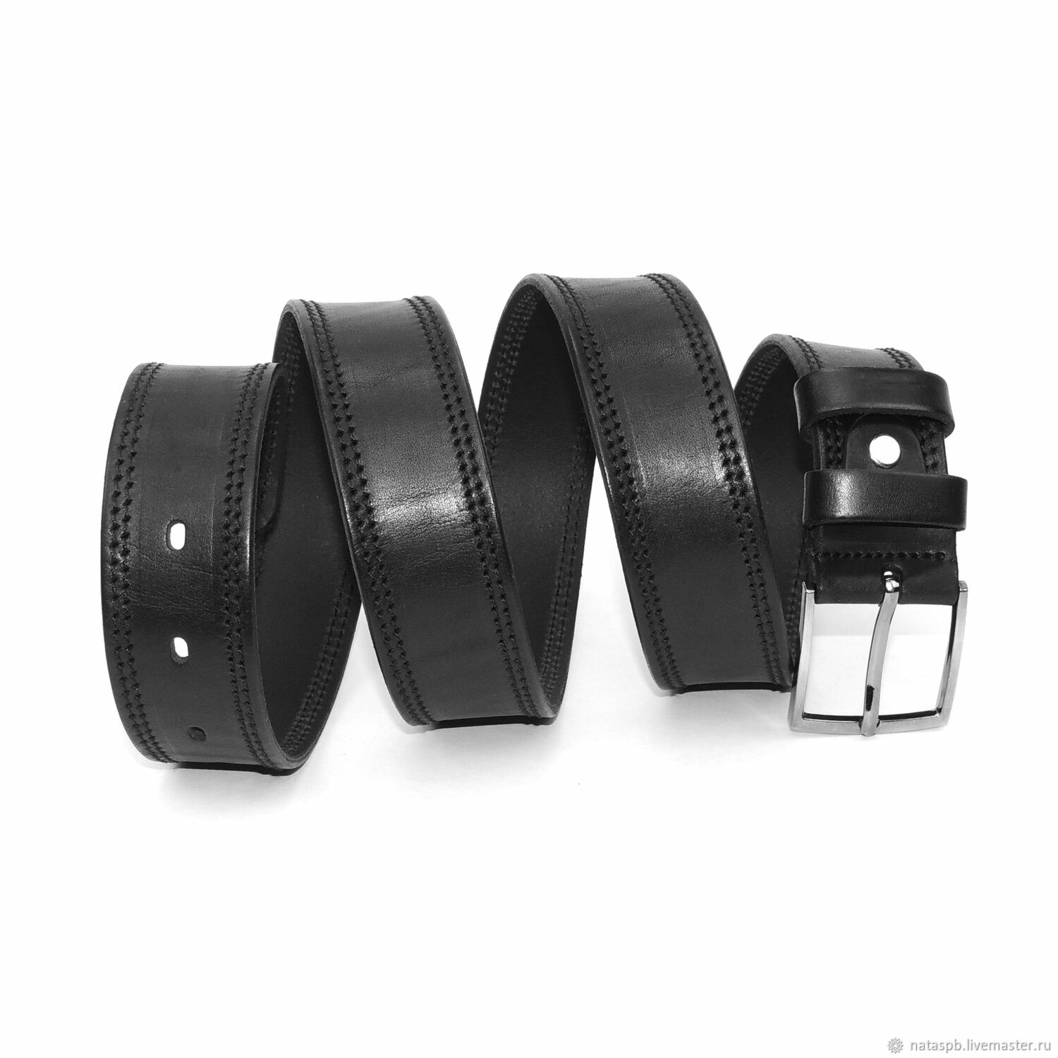  Men's leather belt black 35 mm wide Mod. RM-351, Straps, St. Petersburg,  Фото №1