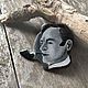 Brooch portrait black and white ' Sherlock Holmes, gray, black'. Brooches. greenfox-23. Online shopping on My Livemaster.  Фото №2