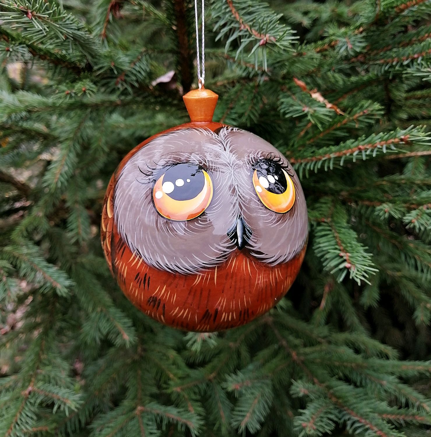Сова из елочного шарика
