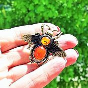 Украшения handmade. Livemaster - original item Brooch Bee with amber Spring brooch women`s gift for girls. Handmade.