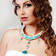 Necklace-pendant and earrings 'Sea' leather Jewelry, Jewelry Sets, St. Petersburg,  Фото №1