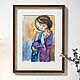 Картина Мама с ребенком, акварель в детскую, картина с детьми, Картины, Санкт-Петербург,  Фото №1
