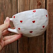 Посуда handmade. Livemaster - original item Mug with hearts Hearts Cups with painting gift for February 14. Handmade.