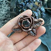 Украшения handmade. Livemaster - original item Copper Rose Brooch (Rutile quartz). Handmade.