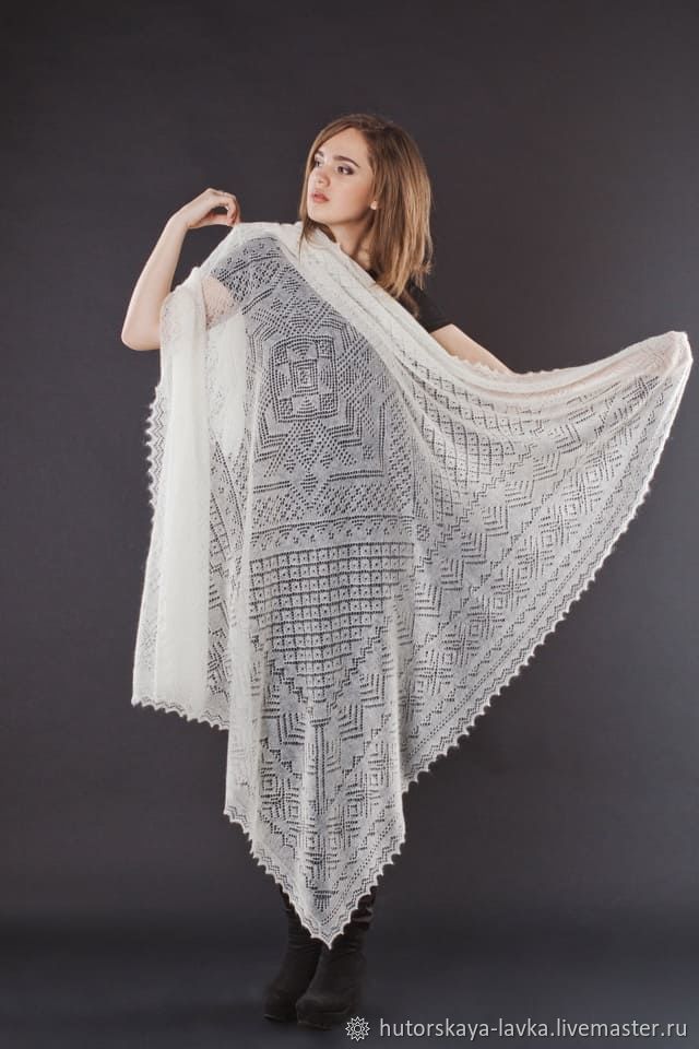 Пуховый платок (140х140 см) в интернет-магазине Ярмарка Мастеров по ...