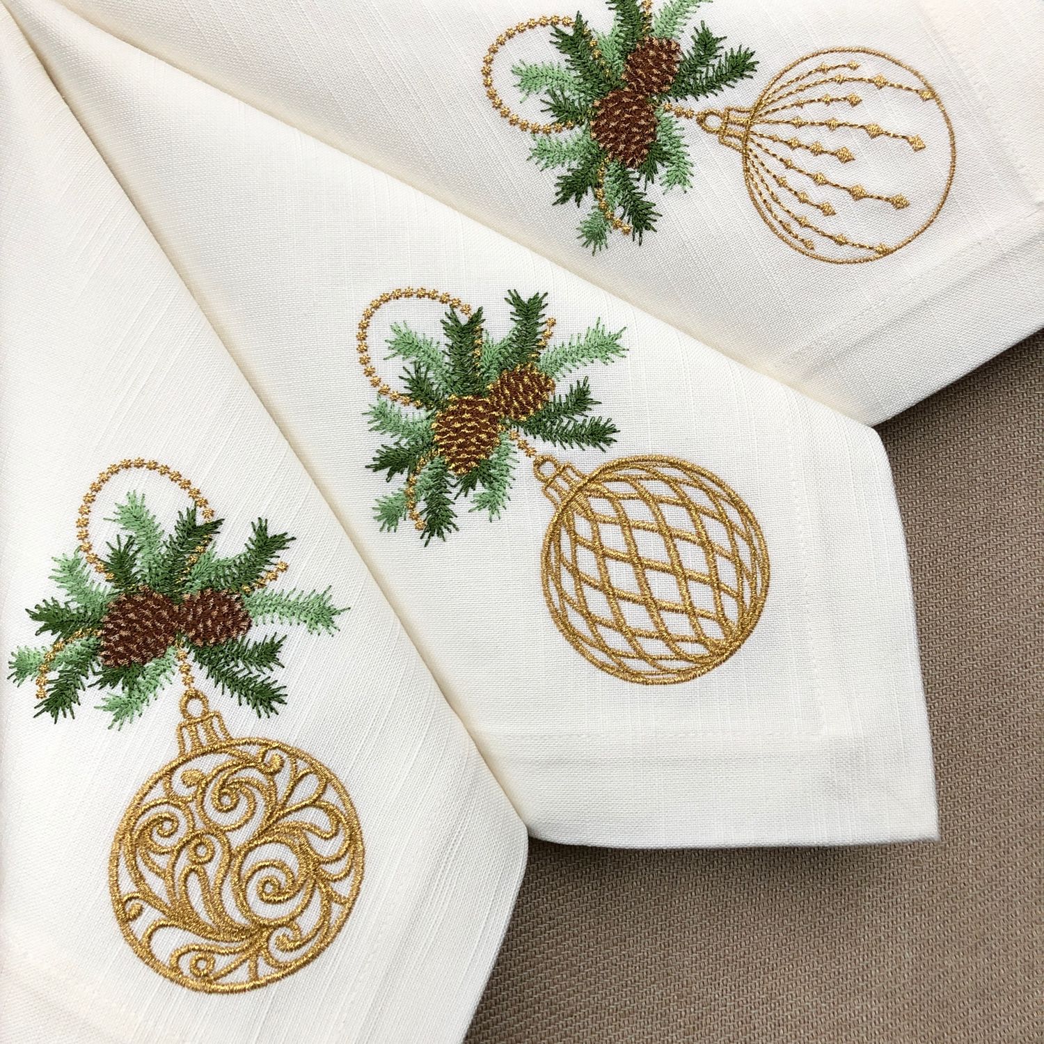 Christmas napkins with embroidery ' Assorted on a twig», Swipe, Moscow,  Фото №1