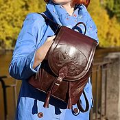 Сумки и аксессуары handmade. Livemaster - original item Backpacks: Women`s leather backpack maroon-brown Viva Mod. R. 50-782-2. Handmade.