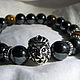 Bracelet with tiger eye and a hematite 'Strength of a lion', Bead bracelet, Moscow,  Фото №1