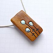 Украшения handmade. Livemaster - original item Wooden pendant with turquoise. Handmade.