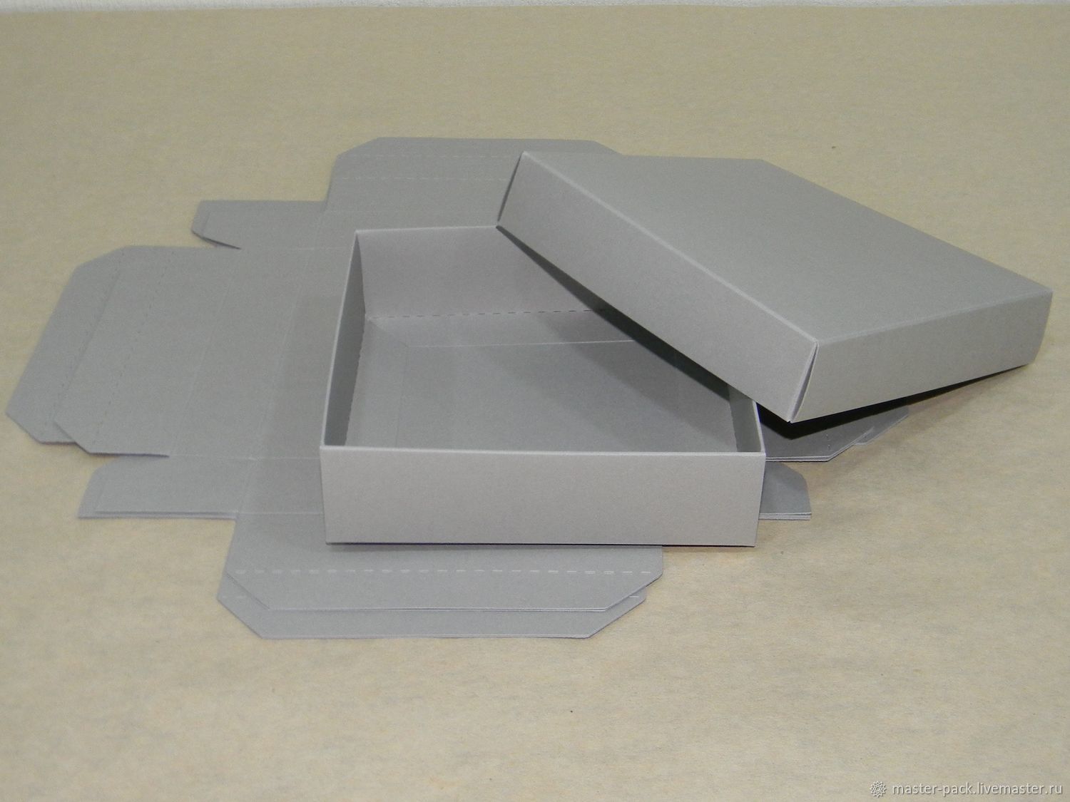 Коробка крышка-дно, 14x14x4 см, серый дизайнерский картон купить в ...
