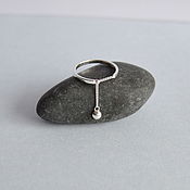 Украшения handmade. Livemaster - original item Silver ring with a movable ball on a chain. Handmade.