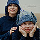 Felt cap with ear-flaps 'In the box, blue'. Hat with ear flaps. Oksana Vladarskaya. Online shopping on My Livemaster.  Фото №2