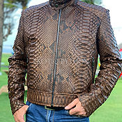 Мужская одежда handmade. Livemaster - original item Brown Python skin jacket. Handmade.