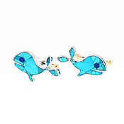 Украшения handmade. Livemaster - original item CUFFLINKS Whales. Turquoise and lapis Lazuli. Cufflinks handmade. Handmade.