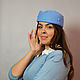 Felt hat with veil Asymmetry blue, Hats1, Moscow,  Фото №1
