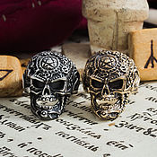 Украшения handmade. Livemaster - original item Steampunk Skull Ring. A man`s skull ring. bronze silver.. Handmade.