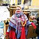 Пончо  Накидка из шерстяного платка с меховым воротом. Голубушка, Пончо, Санкт-Петербург,  Фото №1