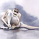  Ballerina watercolor (painting gray-blue white beige). Pictures. Pastelena. My Livemaster. Фото №4