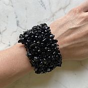 Украшения handmade. Livemaster - original item Cuff bracelet: Black agate. Handmade.