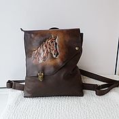Сумки и аксессуары handmade. Livemaster - original item Leather backpack with engraving to order for Olga.. Handmade.