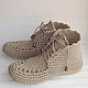 Knitted boots with lacing, grey linen. Boots. florina34. Online shopping on My Livemaster.  Фото №2
