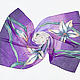 Silk purple stole 'Twilight', chiffon, batik. Wraps. ArtBeklov. My Livemaster. Фото №5