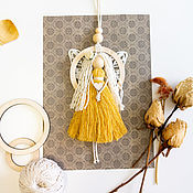 Для дома и интерьера handmade. Livemaster - original item Macrame doll. Angel in the ring yellow dress. Handmade.