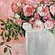 A bouquet of roses in a white vase painting in impasto technique in the bedroom. Pictures. myfoxyart (MyFoxyArt). Online shopping on My Livemaster.  Фото №2