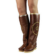 Обувь ручной работы handmade. Livemaster - original item boots: STAR brown / Winter boots with natural sheepskin fur. Handmade.