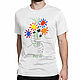 Cotton T-shirt 'Bouquet of Picasso Flowers', T-shirts and undershirts for men, Moscow,  Фото №1