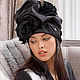 Order Turban hat hijab of black silk with roses. TURBAN SVS. Livemaster. . Turban Фото №3