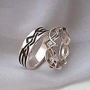 Свадебный салон handmade. Livemaster - original item Paired Wedding Rings Silver with White Stone (Ob33). Handmade.