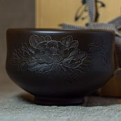 Винтаж: Японская чаша Тяван ручной работы для чая маття, керамика Хаги 2032