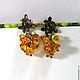 Classic Amber Cluster Earrings. Earrings with natural amber, Earrings, Astrakhan,  Фото №1