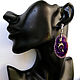 Large earrings from sections of purple agate ' Cats'. Earrings. Jewelry just for You (G-Korchagina). My Livemaster. Фото №5