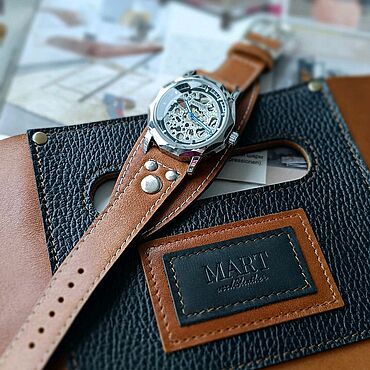 Часы наручные на кожаном браслете Aviator Brown. Наручные часы MART. Украшения ручной работы - Ярмарка Мастеров Украшения ручной работы. Ярмарка Мастеров - ручная работа Часы наручные на кожаном браслете Aviator Brown. Handmade.