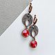 Ethnic Swarovski red earrings. Earrings. DiliZ Handmade. My Livemaster. Фото №4