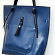 Сумка шопер кожаная Aurora синяя. Классическая сумка. OLKEEN. Интернет-магазин Ярмарка Мастеров.  Фото №2