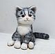 Gray striped kitten cat. felted toy made of wool, Felted Toy, Zeya,  Фото №1