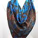 Order batik scarf 'turquoise and chocolate'. OlgaPastukhovaArt. Livemaster. . Shawls1 Фото №3